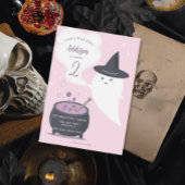 Pastel Cute Witch Ghost Halloween Birthday Kaart