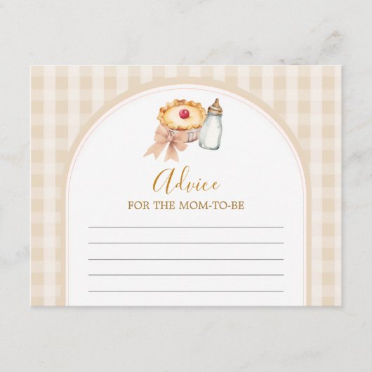 Pastel Cutie Pie Gingham Baby shower Advies Mam Informatiekaartje (Voorkant)