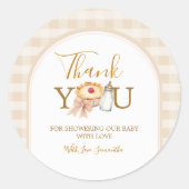 Pastel Cutie Pie Gingham Baby shower Bedankt Ronde Sticker (Voorkant)