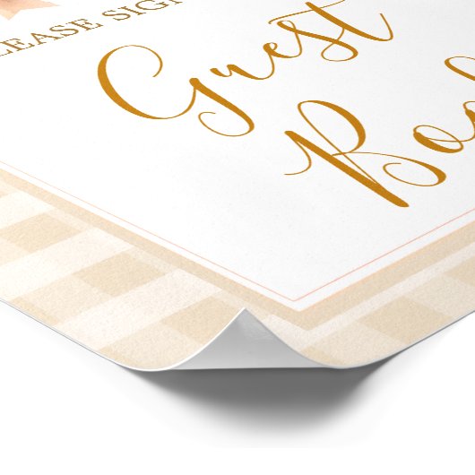 Pastel Cutie Pie Gingham Baby shower Gastboek Poster (Hoek)