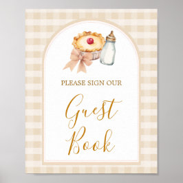 Pastel Cutie Pie Gingham Baby shower Gastboek Poster