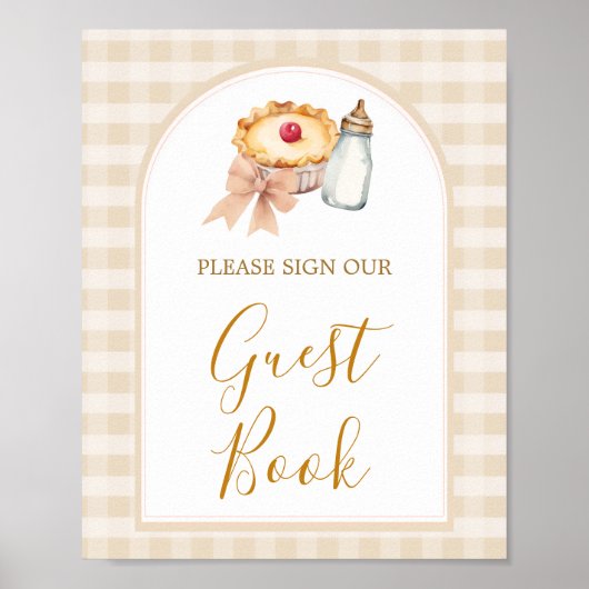 Pastel Cutie Pie Gingham Baby shower Gastboek Poster (Voorkant)