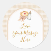 Pastel Cutie Pie Gingham Baby shower uw bericht Ronde Sticker (Voorkant)