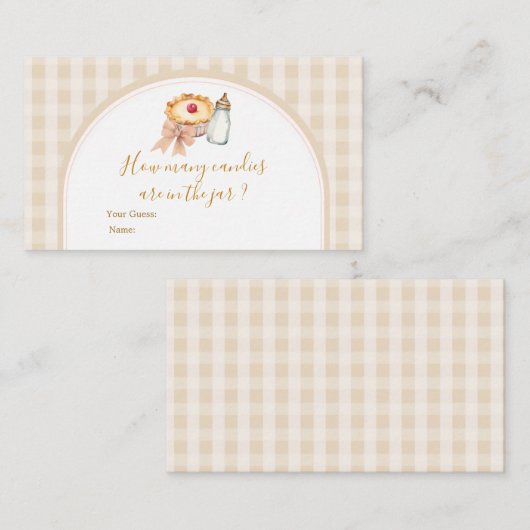 Pastel Cutie Pie Gingham Fall How Many Candies Informatiekaartje (Voorkant / Achterkant)