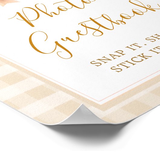 Pastel Cutie Pie Gingham Herfst Foto Gastboek Poster (Hoek)