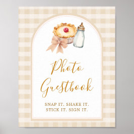 Pastel Cutie Pie Gingham Herfst Foto Gastboek Poster