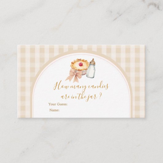Pastel Cutie Pie Gingham Herfst Hoeveel Snoepjes Informatiekaartje (Voorkant)