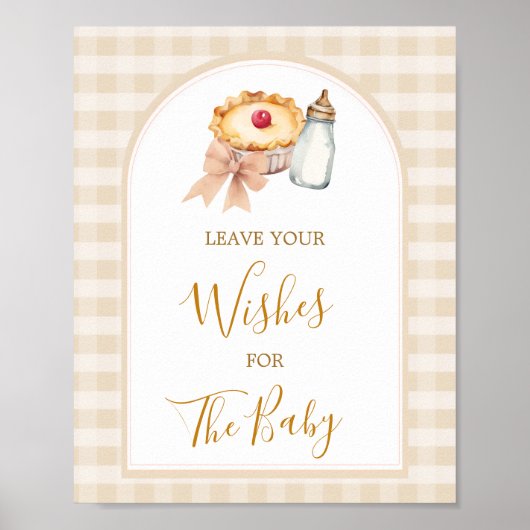 Pastel Cutie Pie Gingham Herfst Laat je wensen ach Poster (Voorkant)