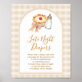 Pastel Cutie Pie Gingham Herfst Late Night Luiers Poster