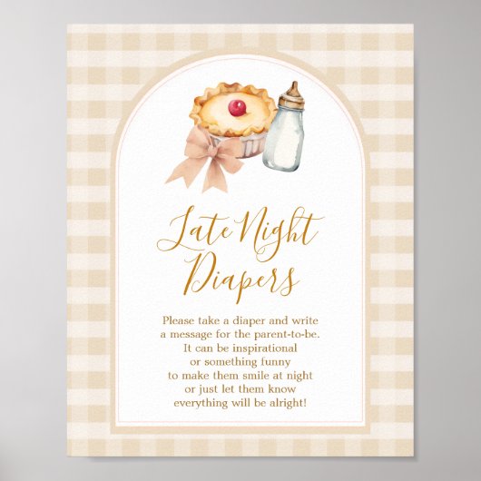 Pastel Cutie Pie Gingham Herfst Late Night Luiers Poster (Voorkant)