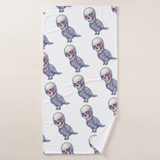 Pastel Cyber Skull &Mechanical Bird with Cosmic Ey Badhanddoek (Badhanddoek)