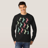 Pastel Dachshund Dog Patroon T-shirt (Voorkant volledig)