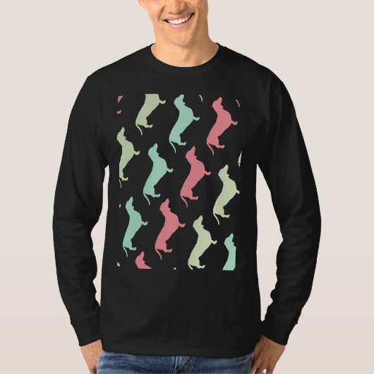 Pastel Dachshund Dog Patroon T-shirt (Voorkant)