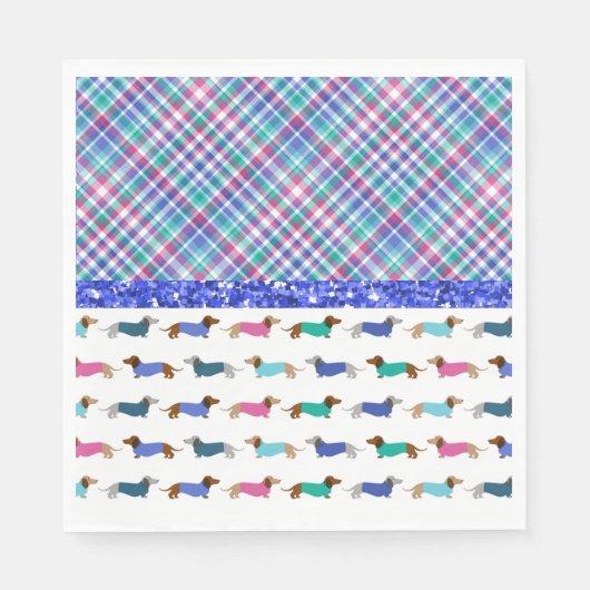 Pastel Dachshund Pset Paper Napkins Servet (Voorkant)
