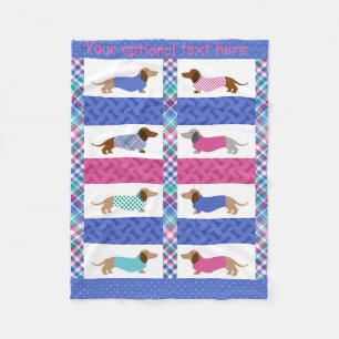 Pastel Dachshund Quilted Pattern Fleece Blanket