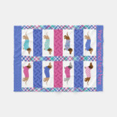 Pastel Dachshund Quiltpatroon Fleece Deken (Voorkant (Horizontaal))
