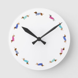 Pastel Dachshund-wandklok Ronde Klok