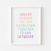 Pastel dag van de week poster