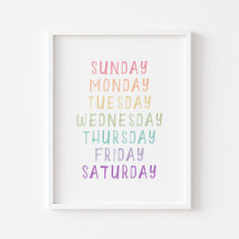 Pastel dag van de week poster
