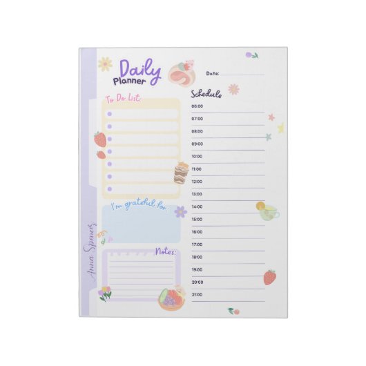 Pastel Dagelijkse Planner voor studenten Notitieblok (Linkerzijde)