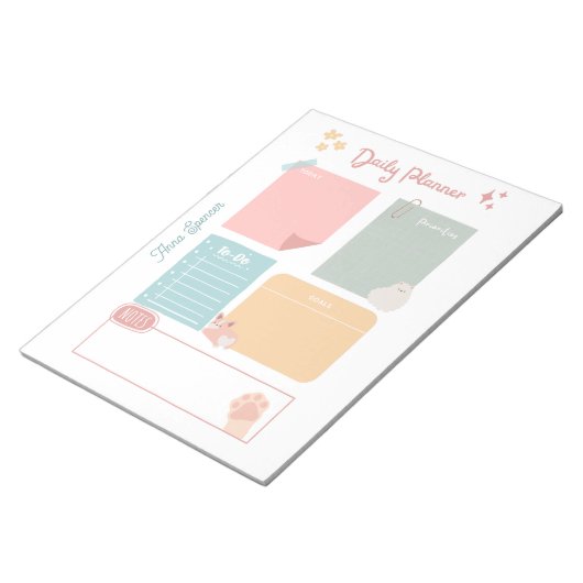Pastel Dagelijkse Planner voor studenten Notitieblok (Schuin)