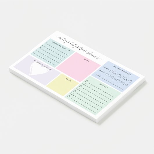 Pastel dagelijkse zelfzorg planner post-it® notes (Schuin)