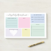 Pastel dagelijkse zelfzorg planner post-it® notes (Op bureau)
