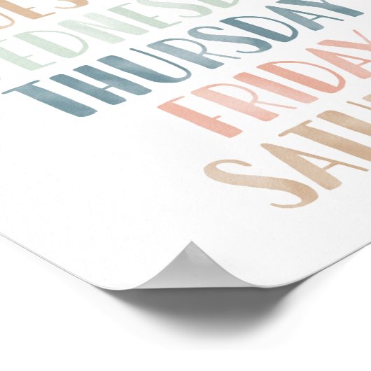 Pastel Dagen van de Week Klasdecoratie Poster (Hoek)