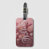 Pastel Dahlia Bloem Kunst met Harten Bagagelabel (Voorkant (verticaal))