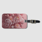 Pastel Dahlia Bloem Kunst met Harten Bagagelabel (Voorkant (horizontaal))