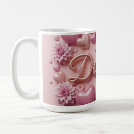 Pastel Dahlia Bloem Kunst met Harten Koffiemok