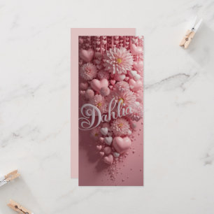 Pastel Dahlia Bloem Kunst met Hartjes Kaart