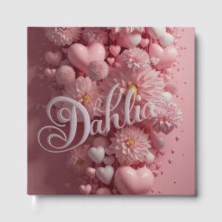Pastel Dahlia Bloem Muur Kunst met Harten Gastenboek