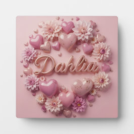Pastel Dahlia Bloom Art with Hearts! Fotoplaat