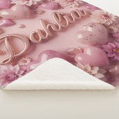 Pastel Dahlia Bloom Art with Hearts Sherpa Deken (3/4)