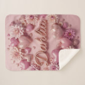 Pastel Dahlia Bloom Art with Hearts Sherpa Deken (Voorkant (horizontaal))