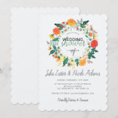 Pastel Dahlia Wildflowers Krans Trouwdouche Kaart (Voorkant / Achterkant)
