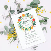 Pastel Dahlia Wildflowers Krans Vrijgezellenfeest Kaart