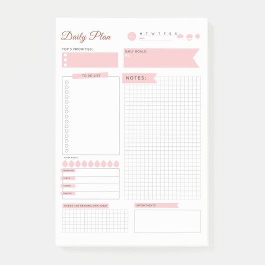 Pastel Daily Plan Post-it Nota - Plan uw Dag! Post-it® Notes (Voorkant)