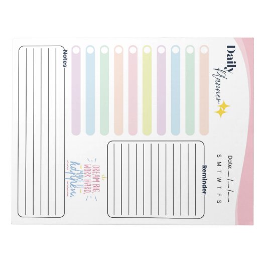 Pastel Daily Planner -To do list, reminder & notes Notitieblok (Voorkant)