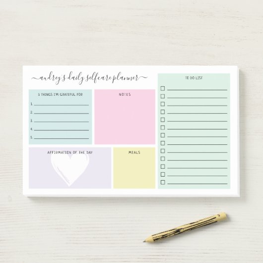 Pastel Daily SelfCare Planner Post-it Opmerkingen Post-it® Notes (Op bureau)