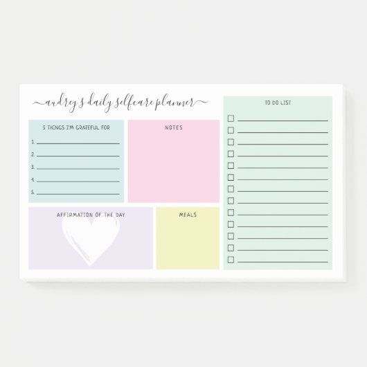 Pastel Daily SelfCare Planner Post-it Opmerkingen Post-it® Notes (Voorkant)