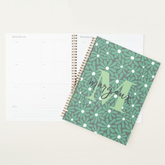 Pastel Daisies Floral Gepersonaliseerde Monogram N Planner (Display)