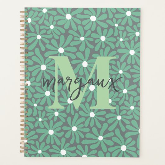 Pastel Daisies Floral Gepersonaliseerde Monogram N Planner (Voorkant)
