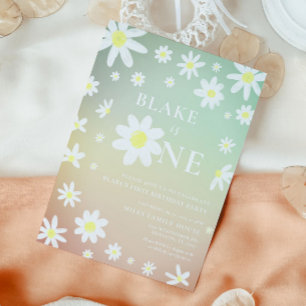 Pastel Daisy 1e Verjaardag uitnodiging