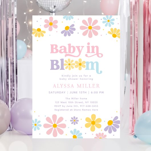 Pastel Daisy Baby in Bloom Baby shower Kaart