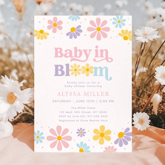 Pastel Daisy Baby in Bloom Baby shower Kaart