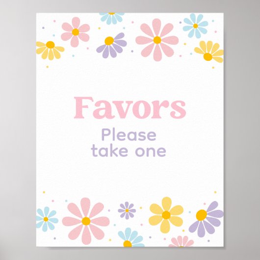 Pastel Daisy Bloem Verjaardag Favorieten Teken Poster (Voorkant)
