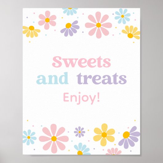 Pastel Daisy Bloem Verjaardag Treats Sign Poster (Voorkant)