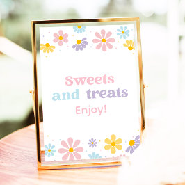 Pastel Daisy Bloem Verjaardag Treats Sign Poster